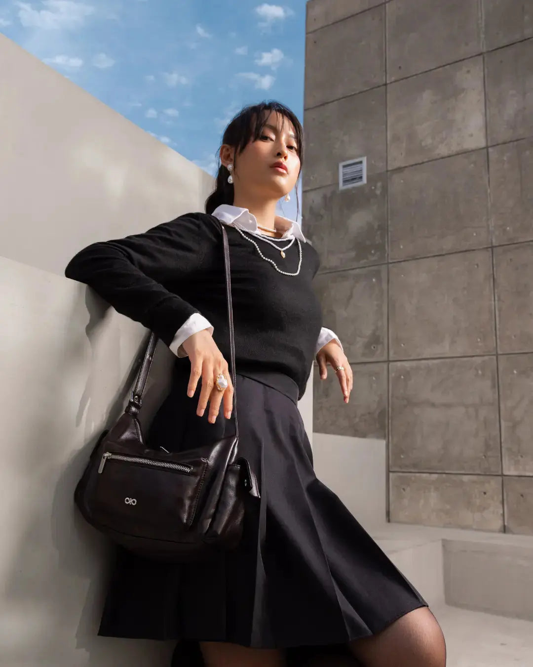 The Sophia Label - EVERYDAY CITY MINI BAG IN ESPRESSO BROWN