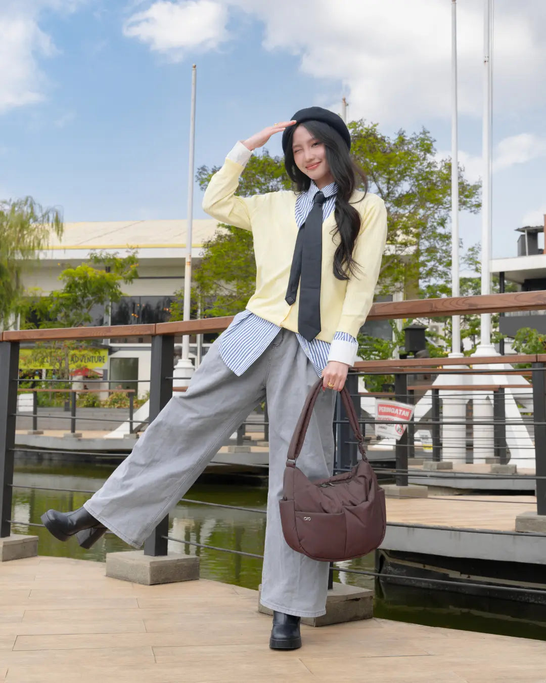 SIGNATURE POCKET CROSSBODY BAG IN POSH CHOCO TSL Singapore