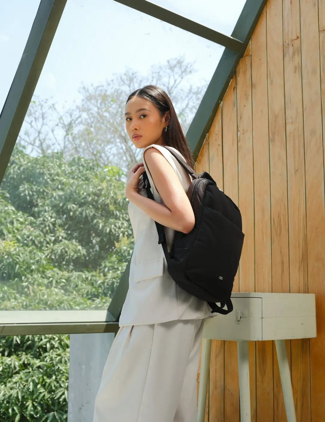 COSY LUXE COMMUTER BACKPACK IN JET BLACK The Sophia Label