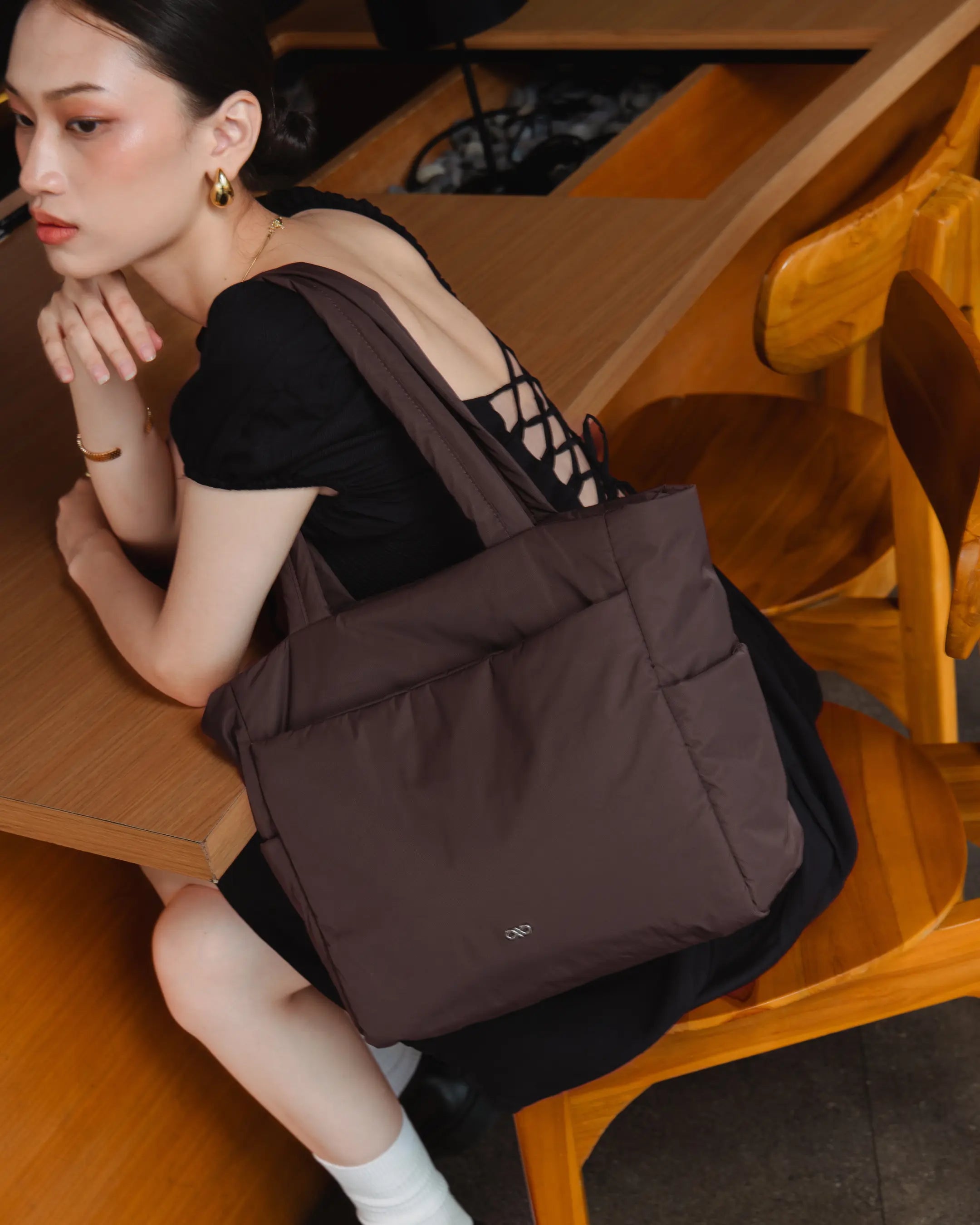 POSH TOTE BAG IN CHOCO TSL Singapore