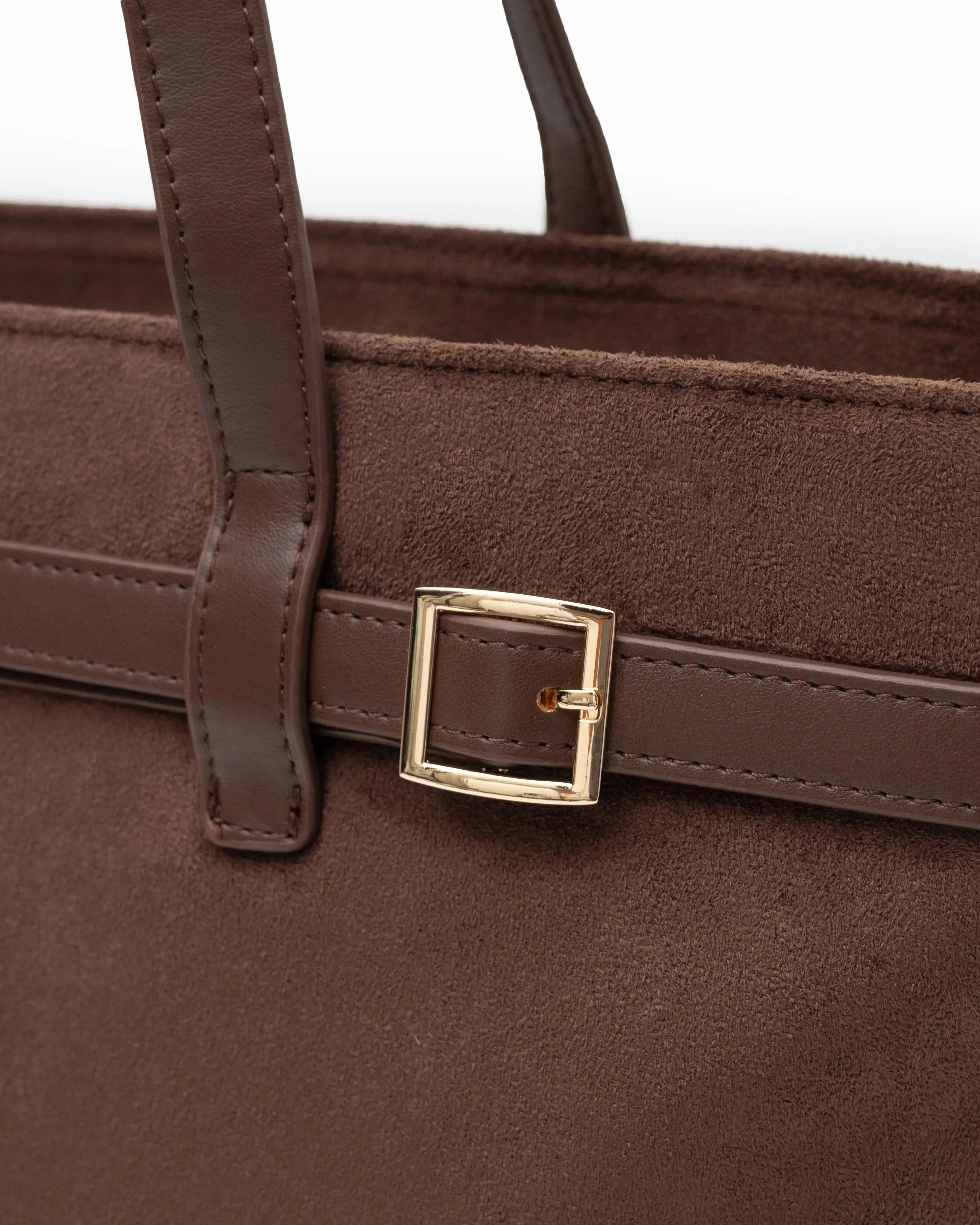 VALENTINA SUEDE TOTE BAG IN ESPRESSO TSL Singapore