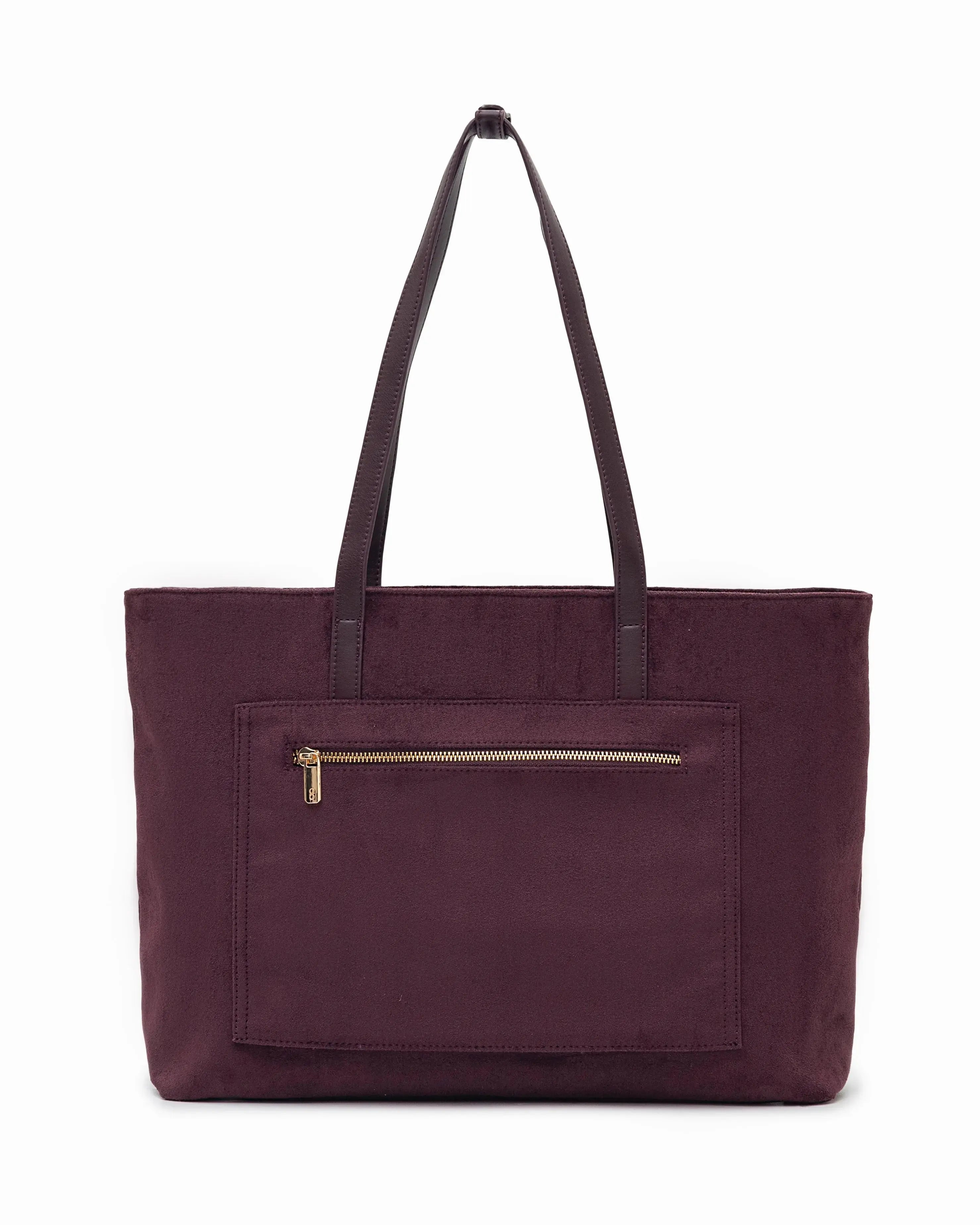 VALENTINA SUEDE TOTE BAG IN BURGUNDY TSL Singapore
