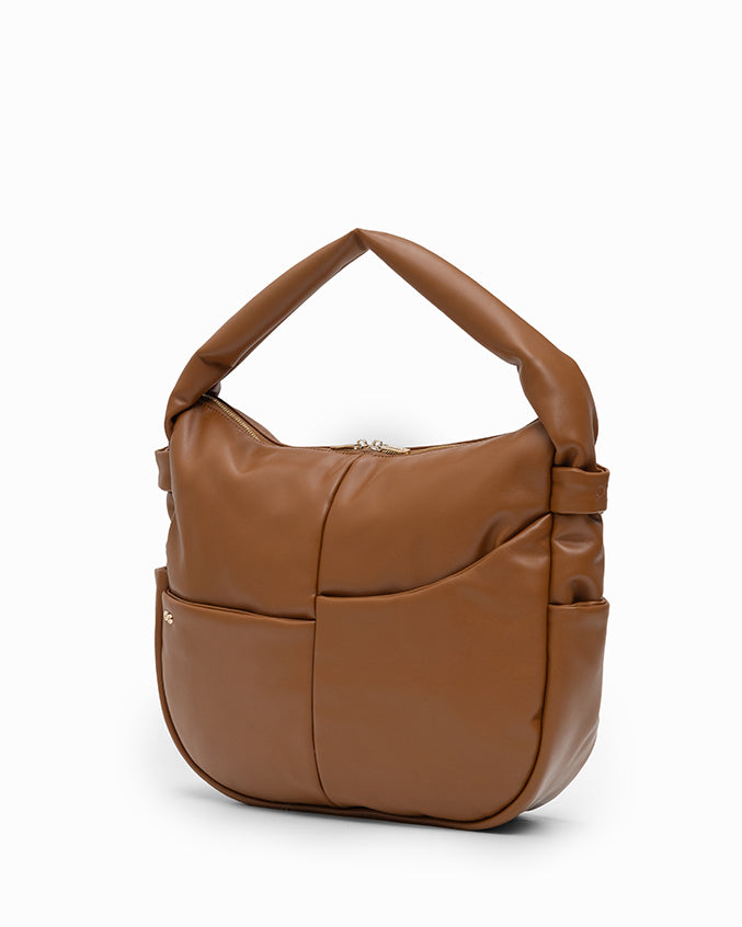 SIGNATURE POCKET SLOUCHY HOBO IN CAMEL