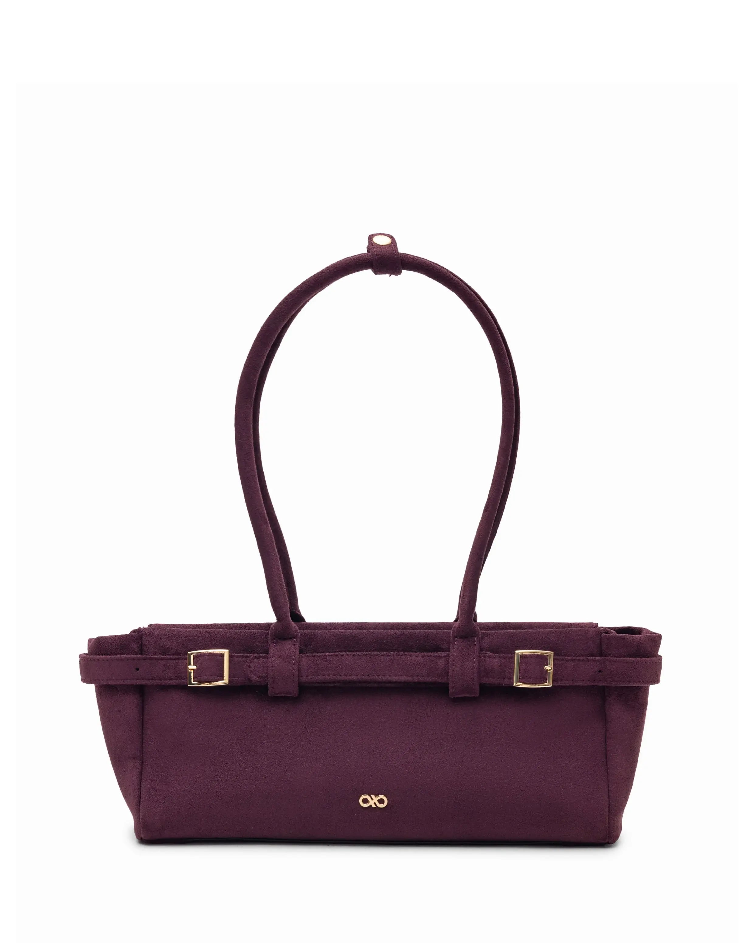 VALENTINA SUEDE BAGUETTE BAG IN BURGUNDY TSL Singapore