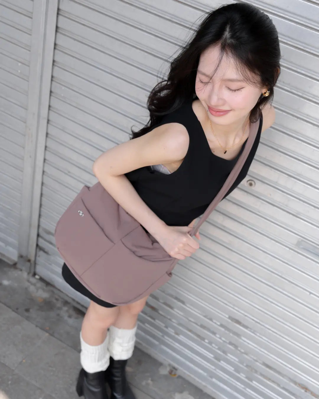 SIGNATURE POCKET CROSSBODY BAG IN POSH TAUPE TSL Singapore