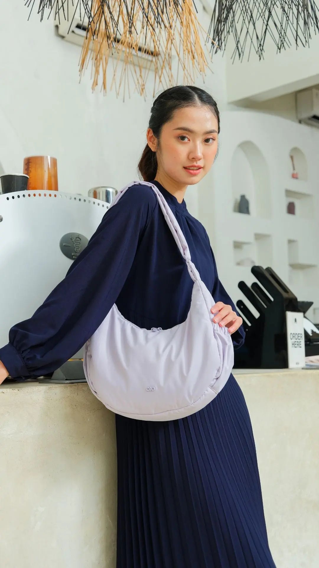 L COSY LUXE CRESCENT BAG LILAC The Sophia Label