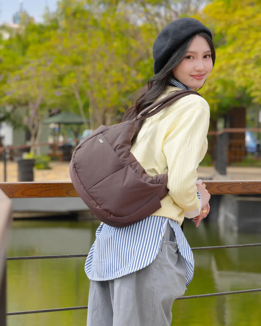 SIGNATURE POCKET CROSSBODY BAG IN POSH CHOCO TSL Singapore