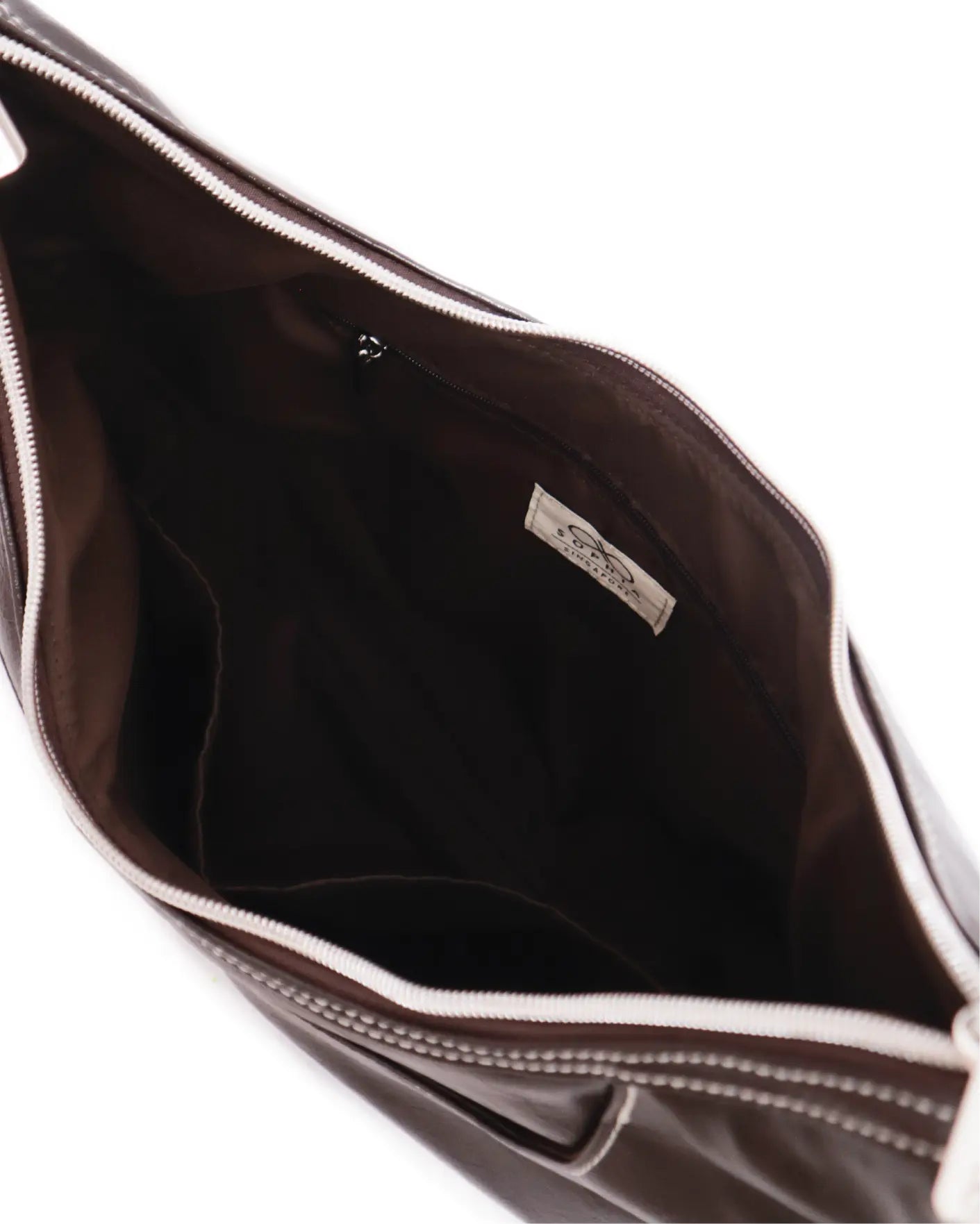 SIGNATURE POCKET LEATHER HOBO BAG IN ESPRESSO TSL Singapore