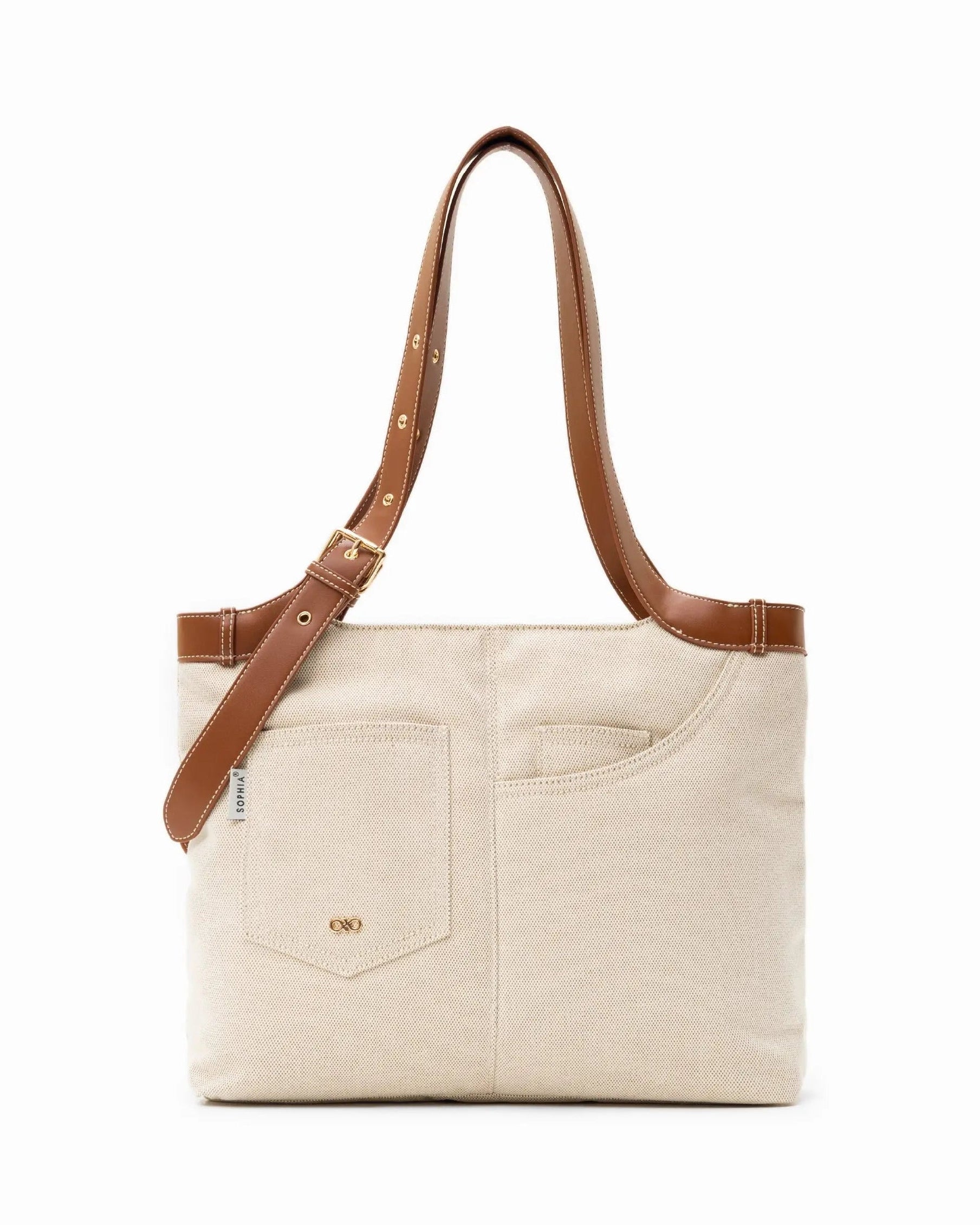 CALLY CANVAS SIGNATURE POCKET TOTE BAG 