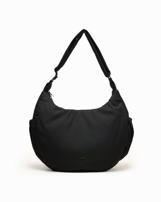 XL COSY LUXE CRESCENT BAG IN JET BLACK