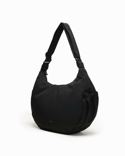 XL COSY LUXE CRESCENT BAG IN JET BLACK