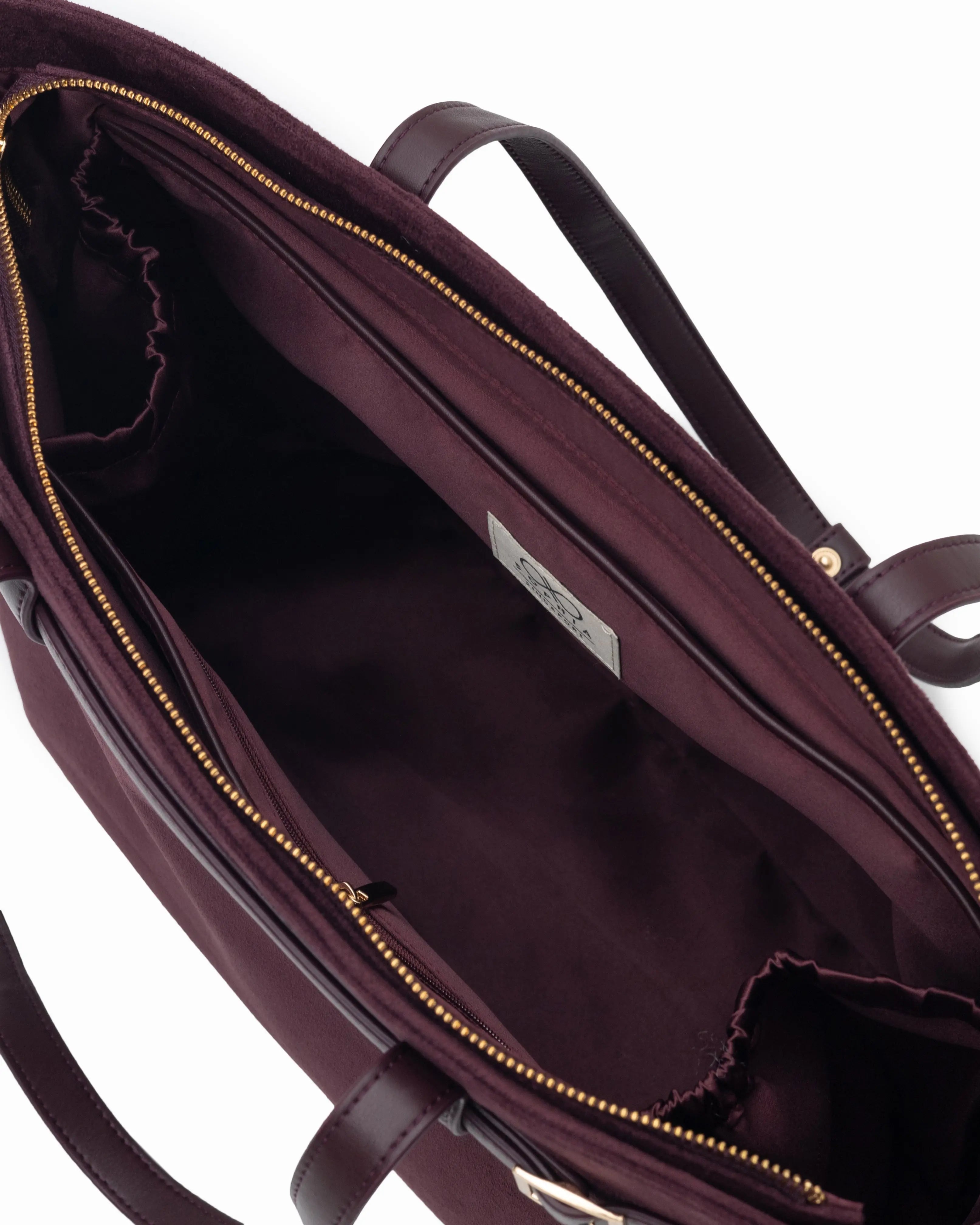 VALENTINA SUEDE TOTE BAG IN BURGUNDY TSL Singapore