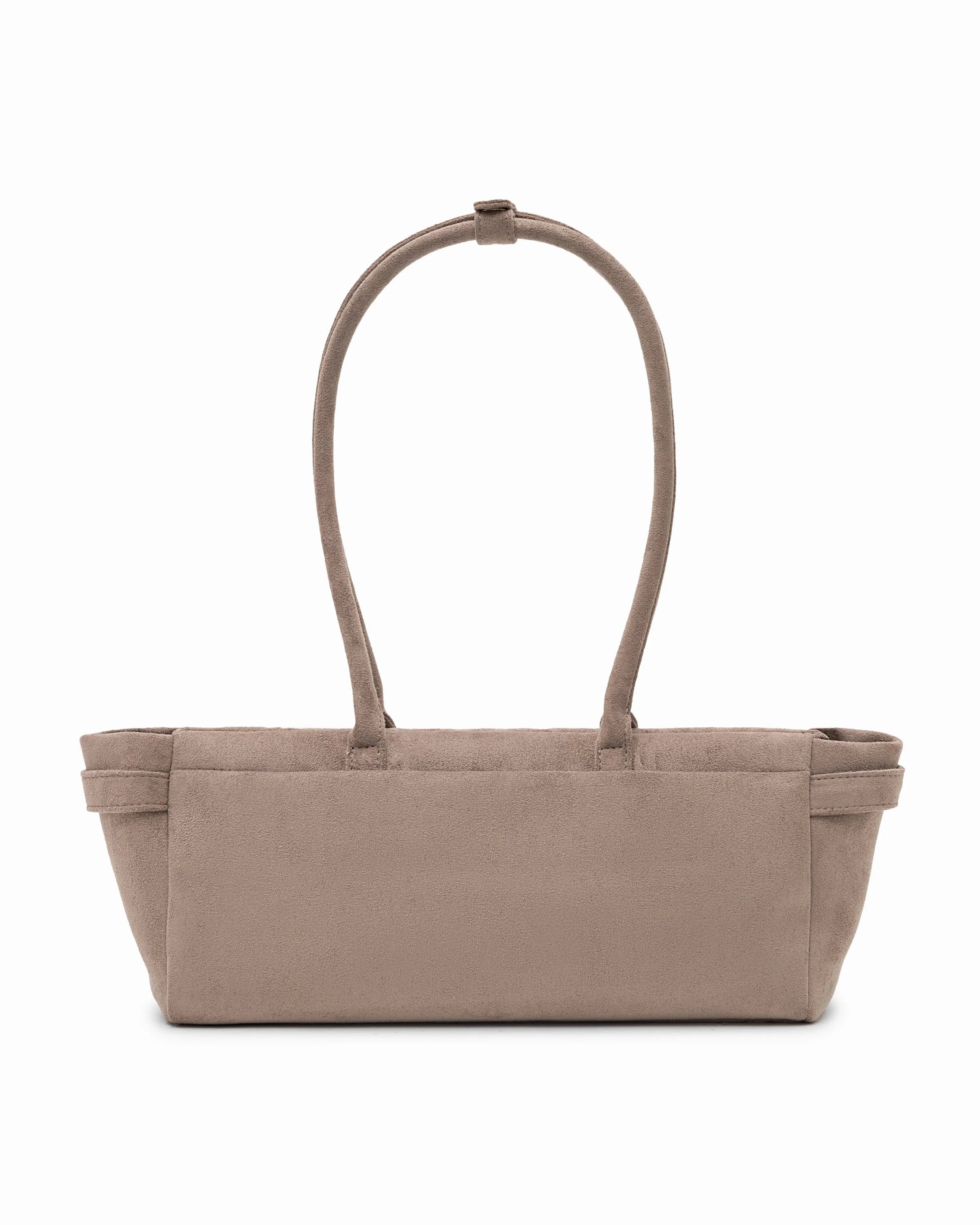 VALENTINA SUEDE BAGUETTE BAG IN DUNE TSL Singapore