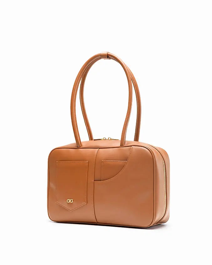 SIGNATURE POCKET M REI TOTE BAG IN CAMEL TSL Singapore
