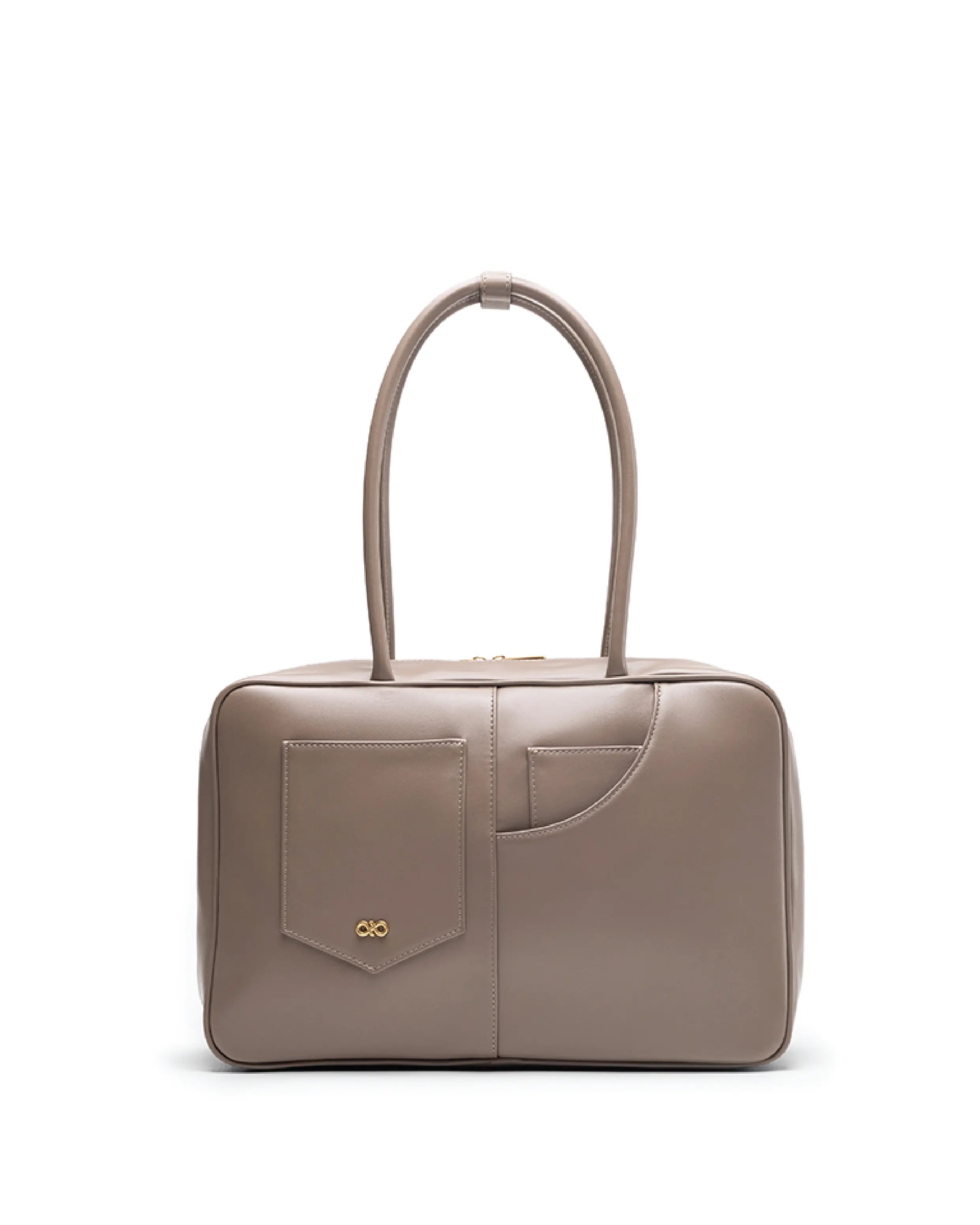 SIGNATURE POCKET L REI TOTE BAG IN TAUPE TSL Singapore