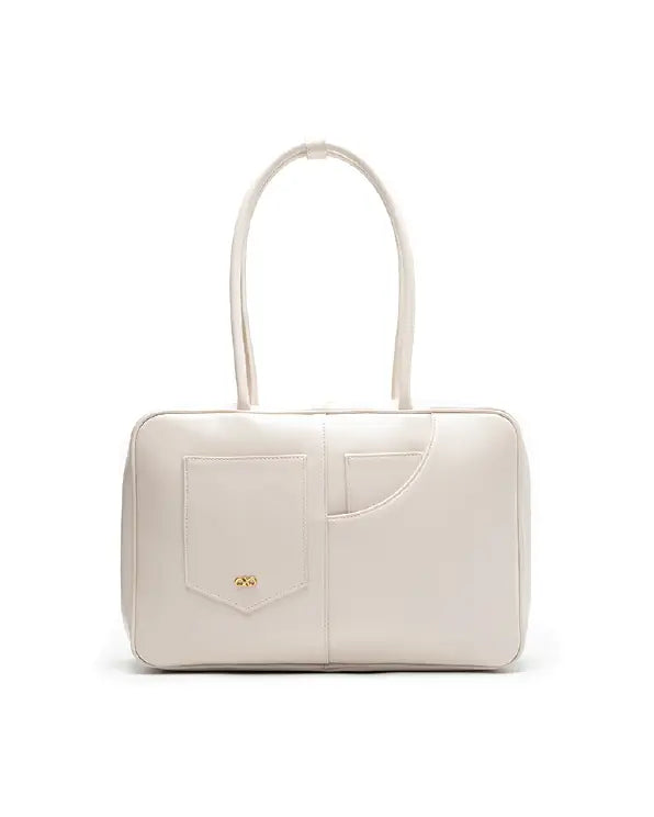 SIGNATURE POCKET L REI TOTE BAG IN CHALK