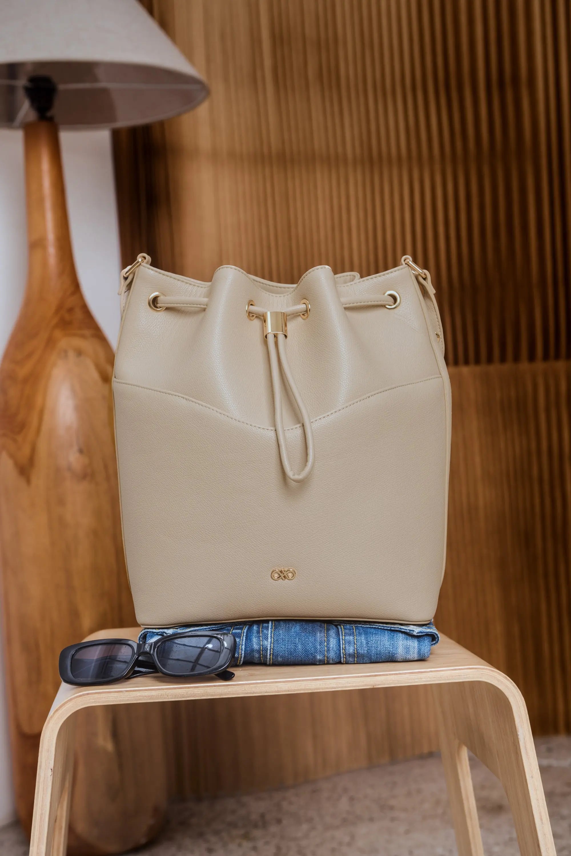 IMPERFECTLY YOURS BUCKET BAG IN SAND 